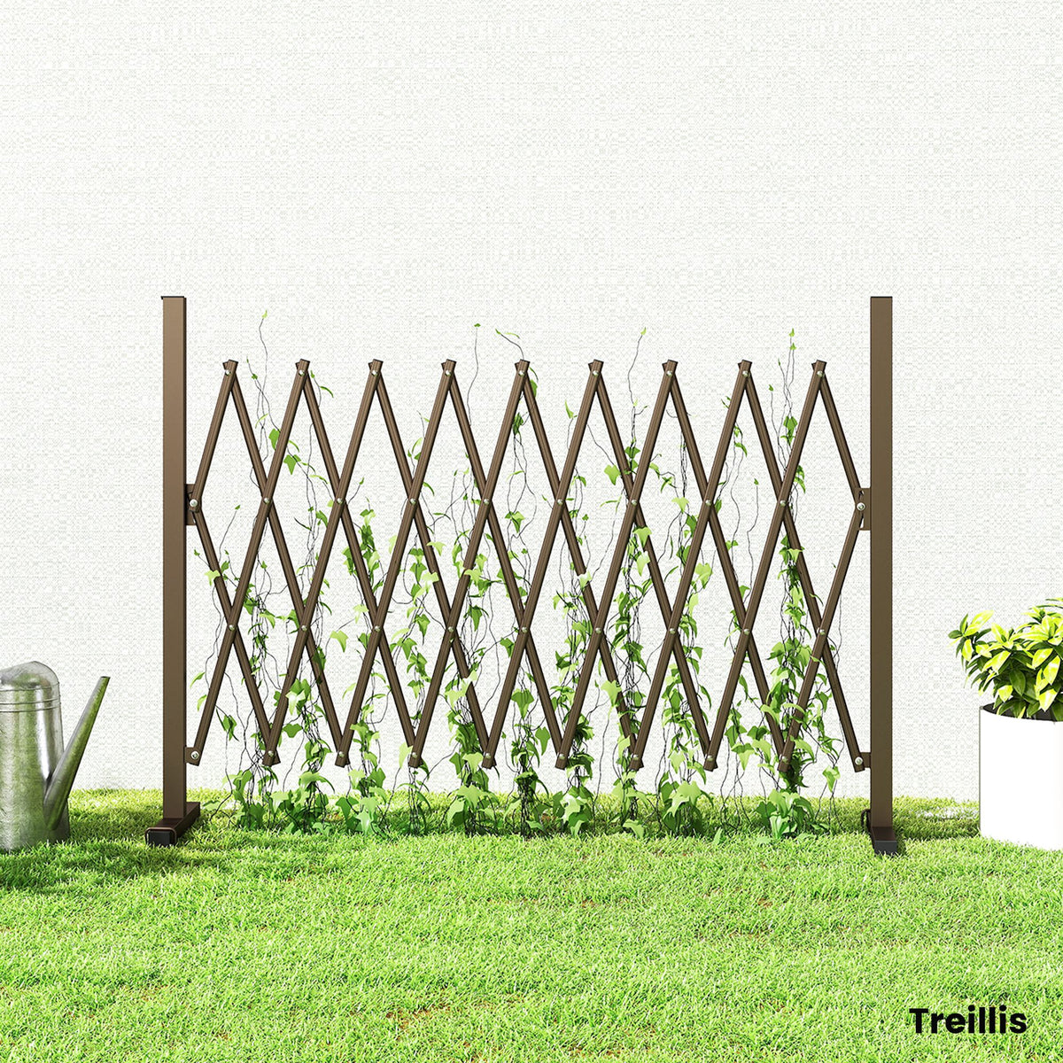 Barrière Extensible rétractable barrière de sécurité 250L x 31l x 104H cm alu métal Chocolat-8