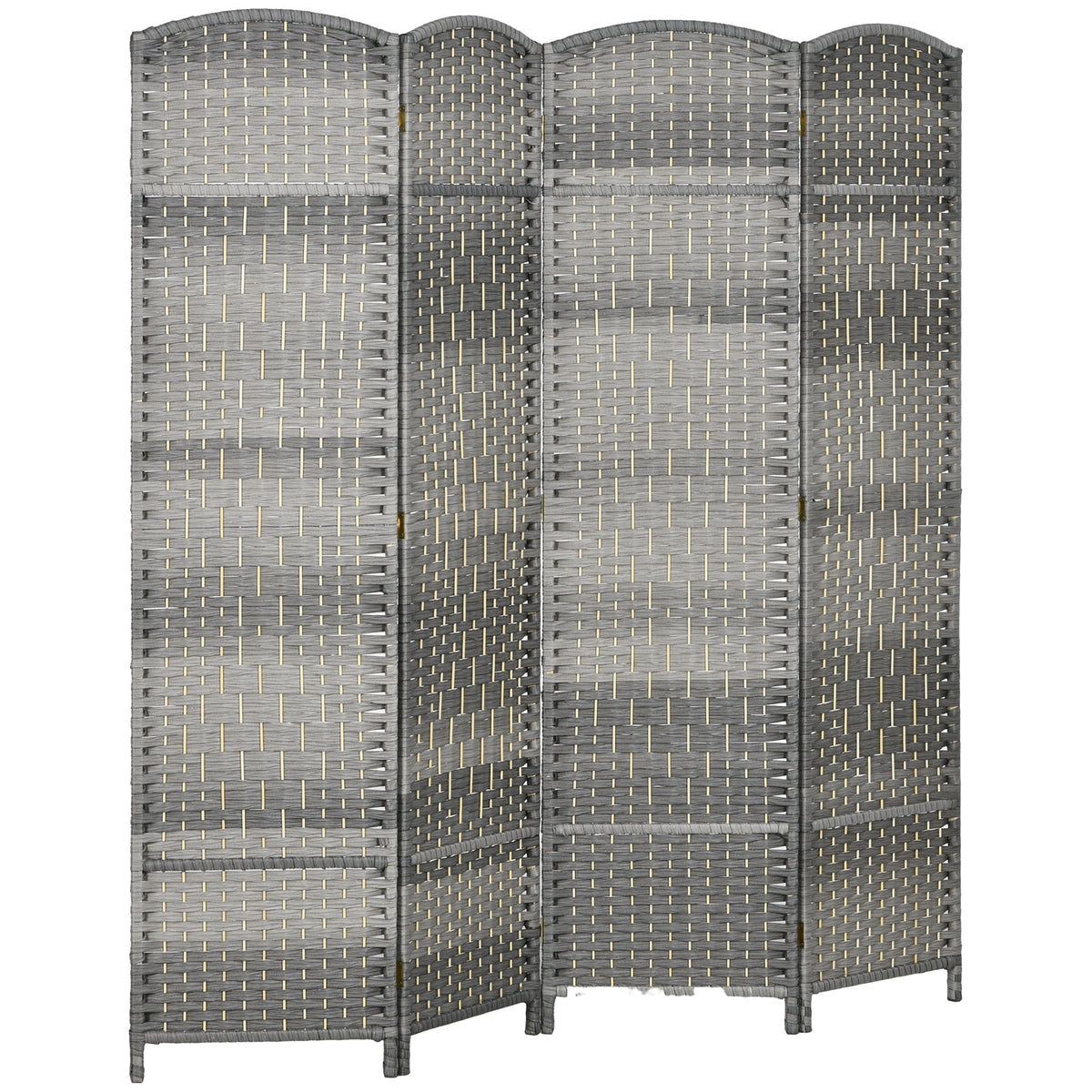 Paravent intérieur en bois 4 panneaux séparateur de pièce pliable pour salon chambre 180 x 180 cm gris mélangé-0