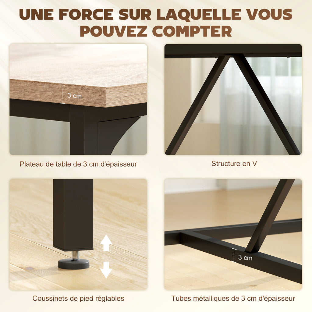 Table à manger rectangulaire pour 6-8 personnes table de cuisine style industriel 180 x 80 x 75,5 cm effet bois naturel-5