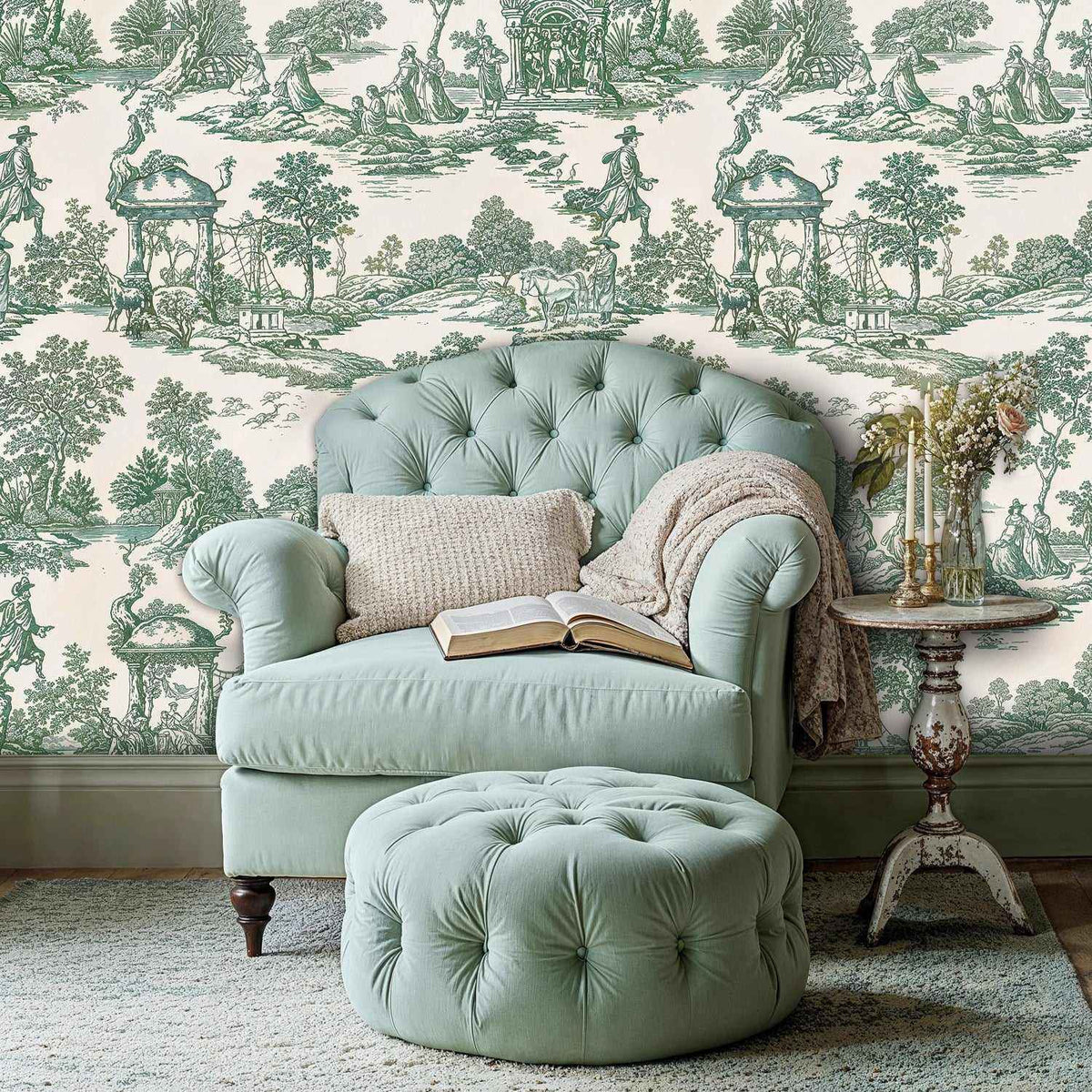 Papier peint toile de Jouy pastorale