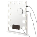 Miroir Hollywood avec LED 12 ampoules, luminosité réglable, rotation à 360°, grossissement 10X, touche tactile, blanc-0
