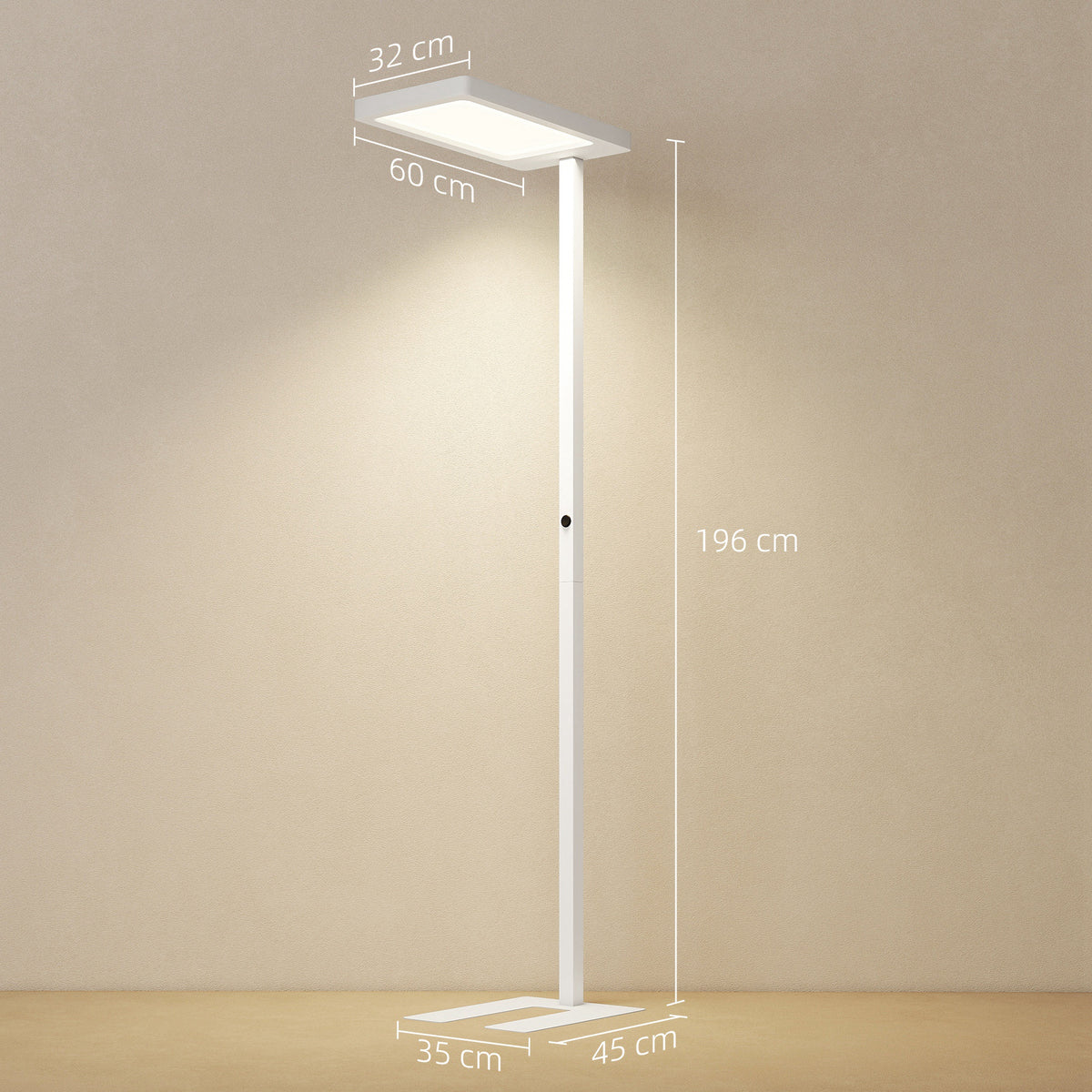 Lampadaire sur pied salon LED dimmable spectre complet pour le soin des yeux télécommande 60 x 32 x 196 cm blanc-2