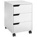 Caisson bureau mobile avec 3 tiroirs, meuble rangement bureau sur roulettes pour documents et imprimante, caisson de rangement compact pour travail ou chambre, 40x50x57,5cm, blanc-0