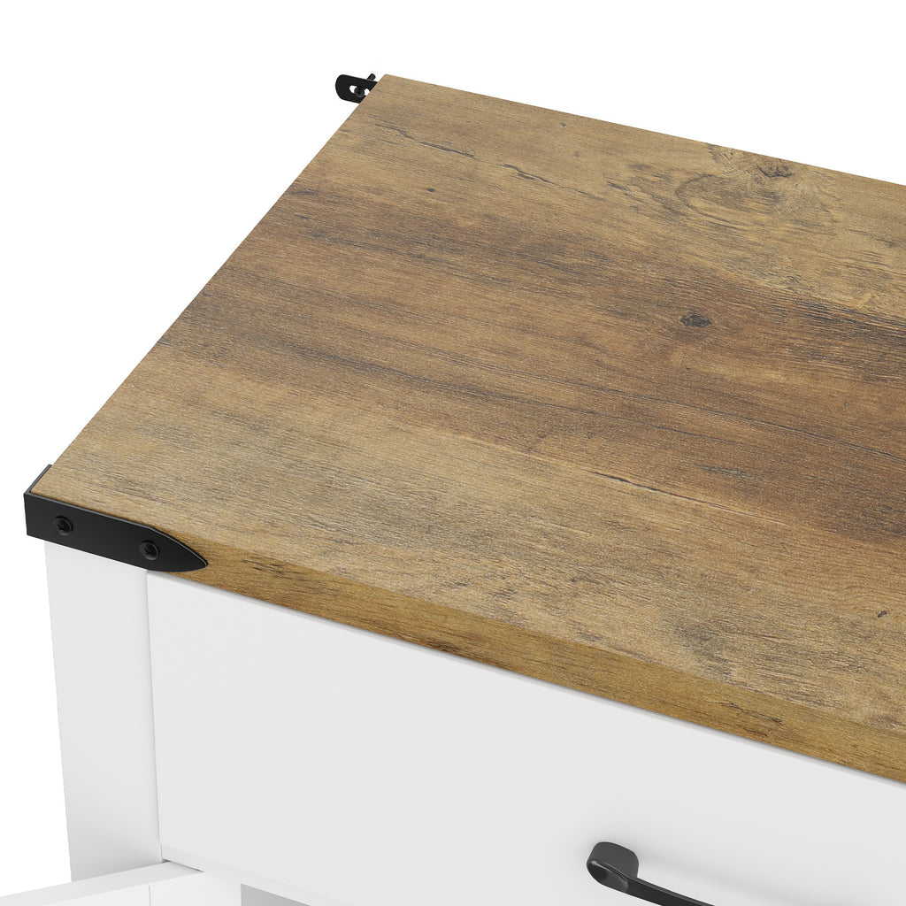 Buffet meuble de rangement style rural 2 tiroirs et 2 placards avec étagères réglables, 120 x 39,3 x 82,5 cm, blanc-7