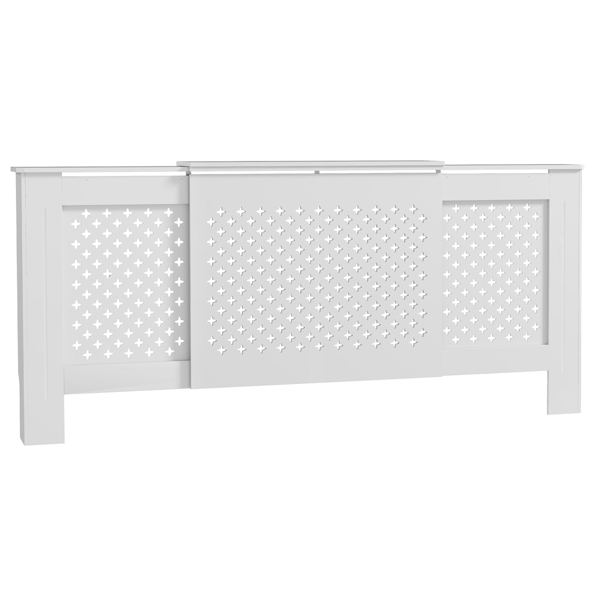 Cache-radiateur réglable Design Contemporain Longueur Extensible 136-200 x 21,5 x 91,7 cm Blanc-0