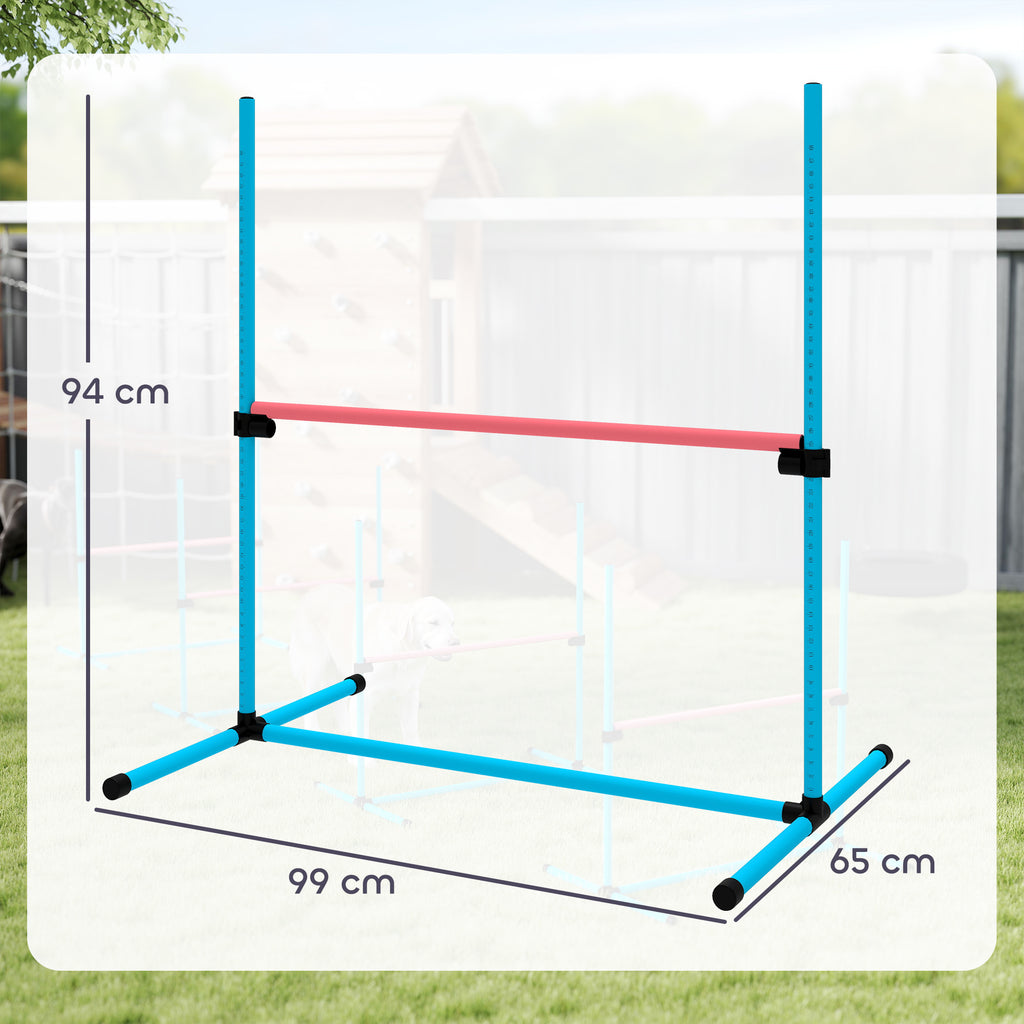 Agility Sport pour Chiens, Set de 4 Obstacles Professionnels avec Système de Maintien au Sol, 99x65x94cm, Bleu Clair-2