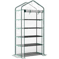 Serre de jardin PVC avec étagères 5 niveaux, serre de balcon, châssis en acier, porte zippée, 90x49x193cm, transparent-0