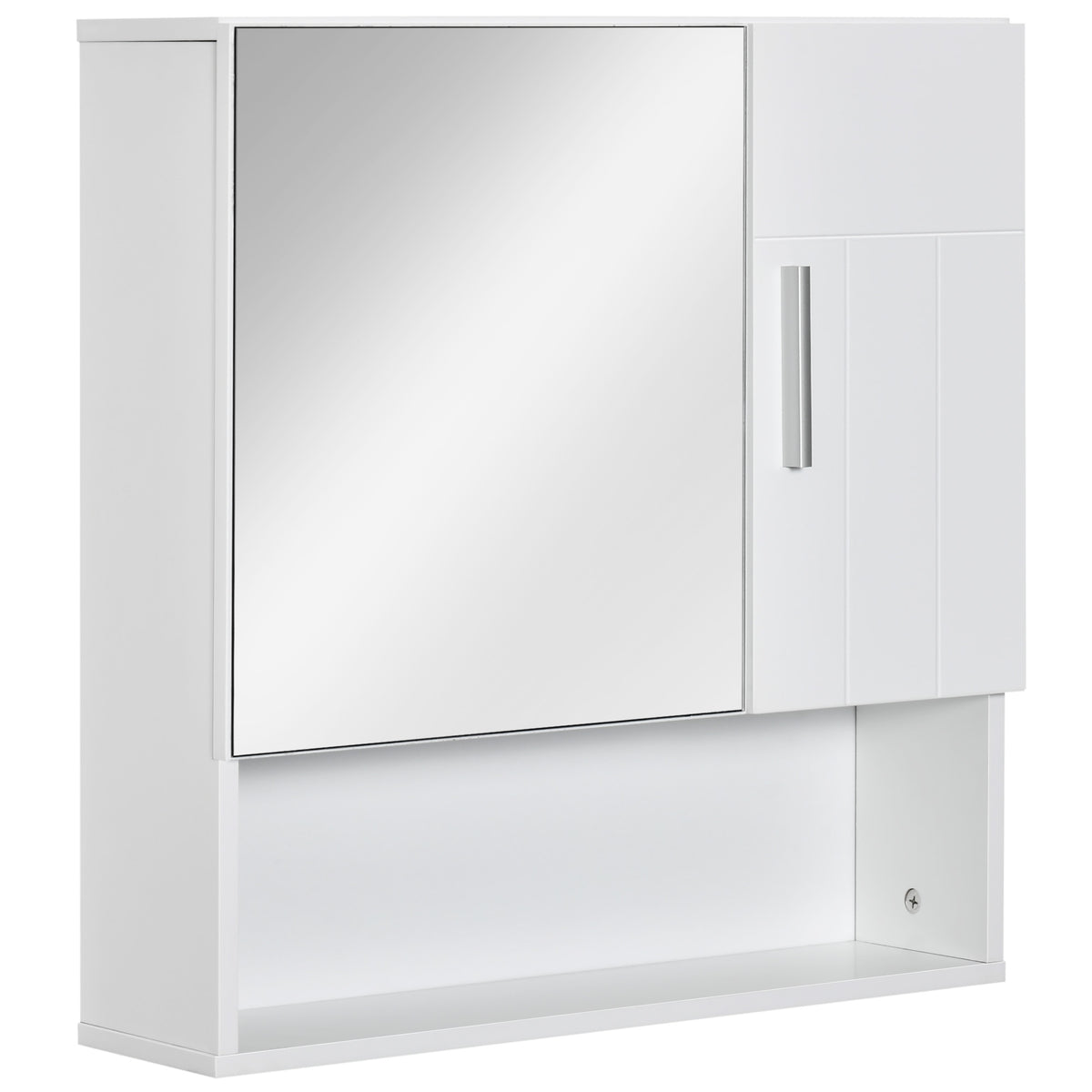 Armoire murale miroir de salle de bain avec portes et étagère réglable - dim. 54L x 15,2l x 55,3H cm blanc-0