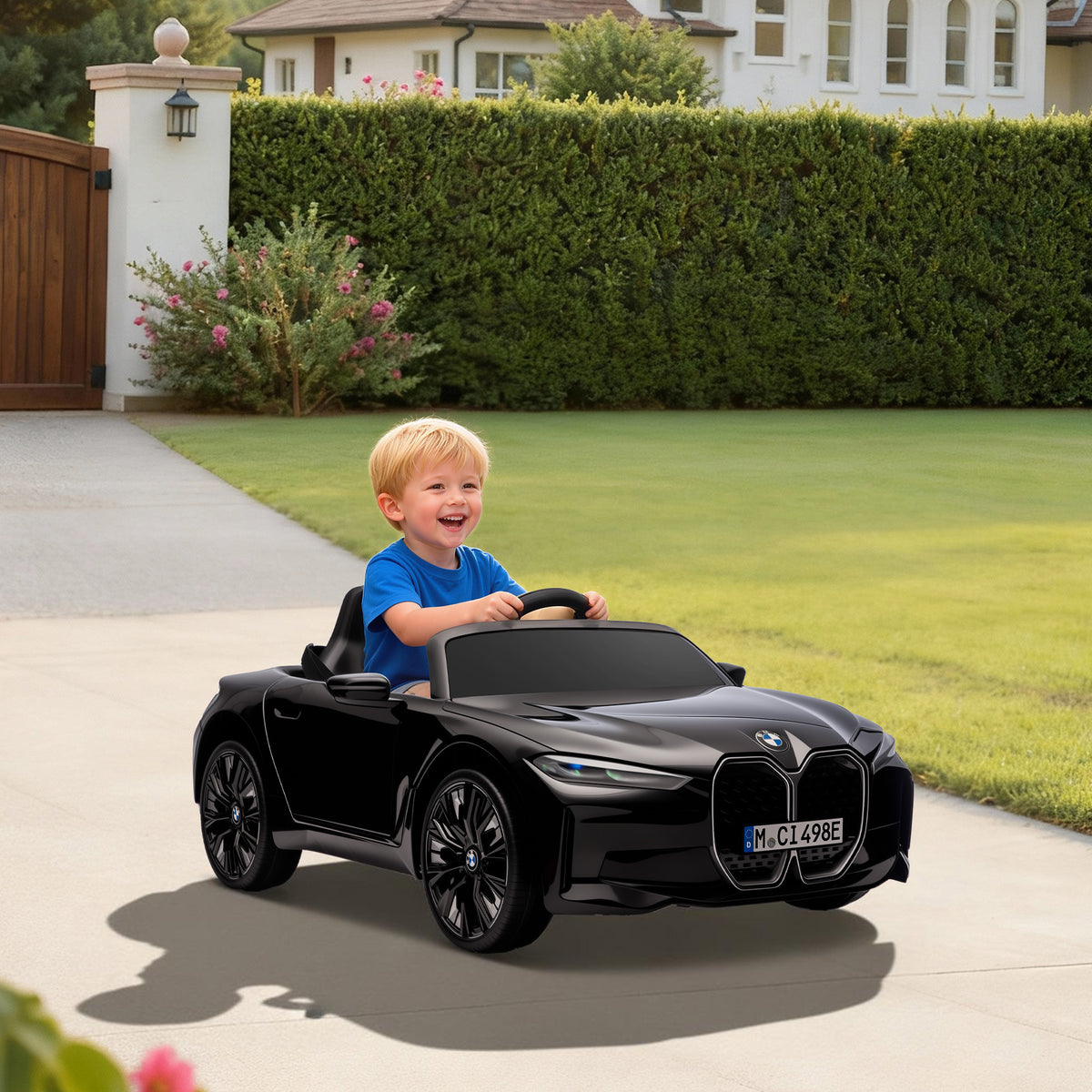 Voiture électrique pour enfants licence BMW I4 12V avec télécommande MP3 Musique Lumières et Ceinture 115x67x45 cm Noir-1