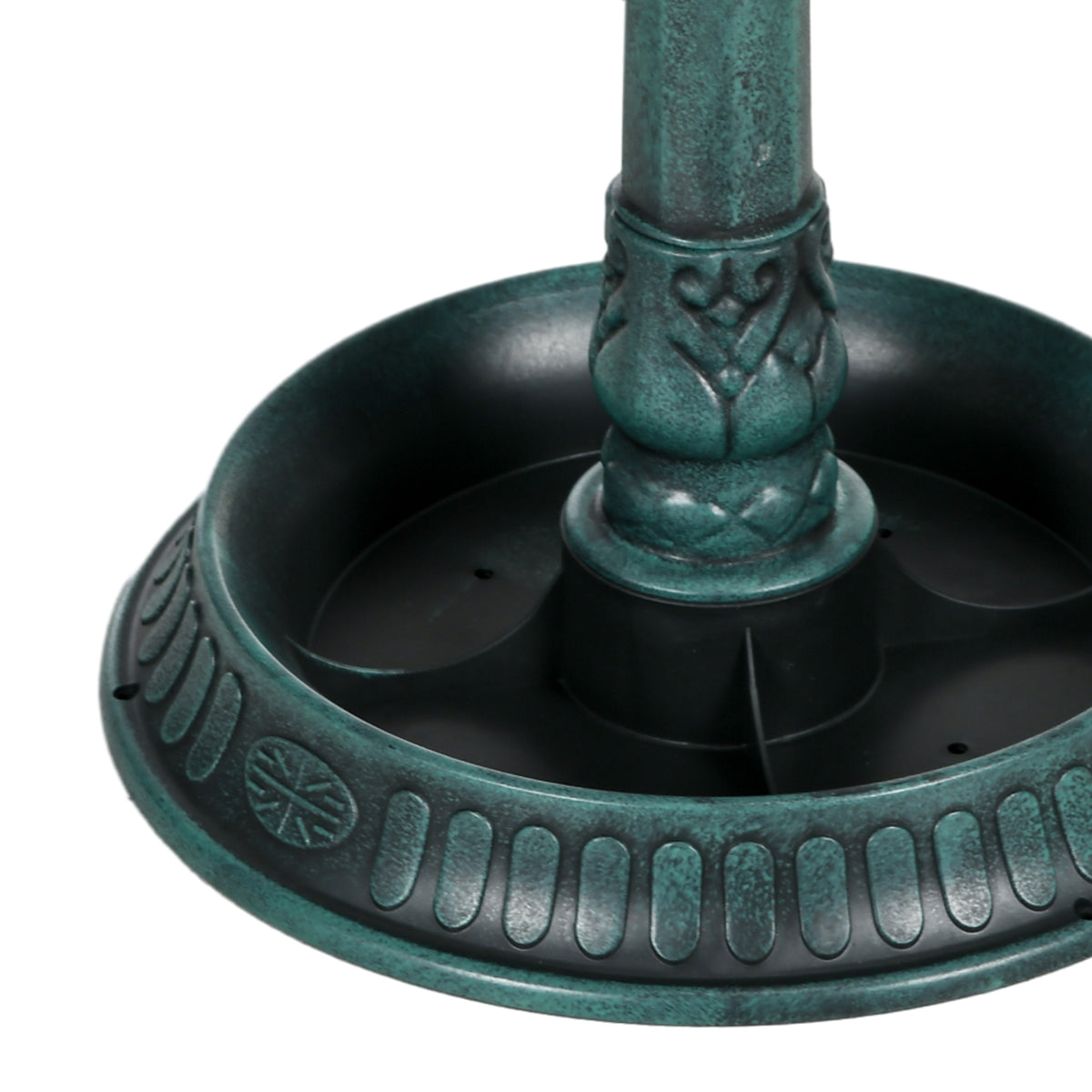 Bain d'oiseaux abreuvoir antique 81 cm avec base de jardinière, mangeoire et bassin à oiseaux sur pied, bronze vert-8