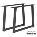 Pieds de table en acier, 60 x 43 cm, lot de 2 pieds de bureau trapezoïdes avec patins réglables et vis, noir-0