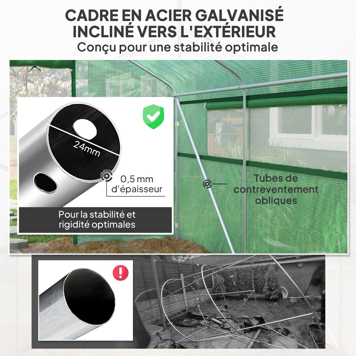 Serre de jardin 4 x 3 x 2m avec portes enroulables et grandes fenêtres, serre tunnel de jardin, vert-5