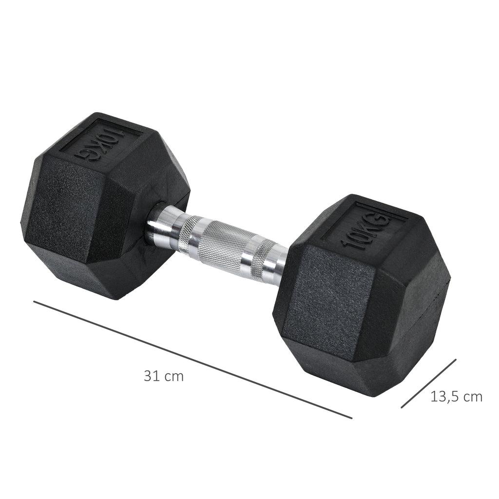Ensemble d'haltères courtes total 2 x 10 Kg, haltères musculation fitness pour homme et femme, entraînement musculaire & haltérophilie - métal caoutchouc noir-2