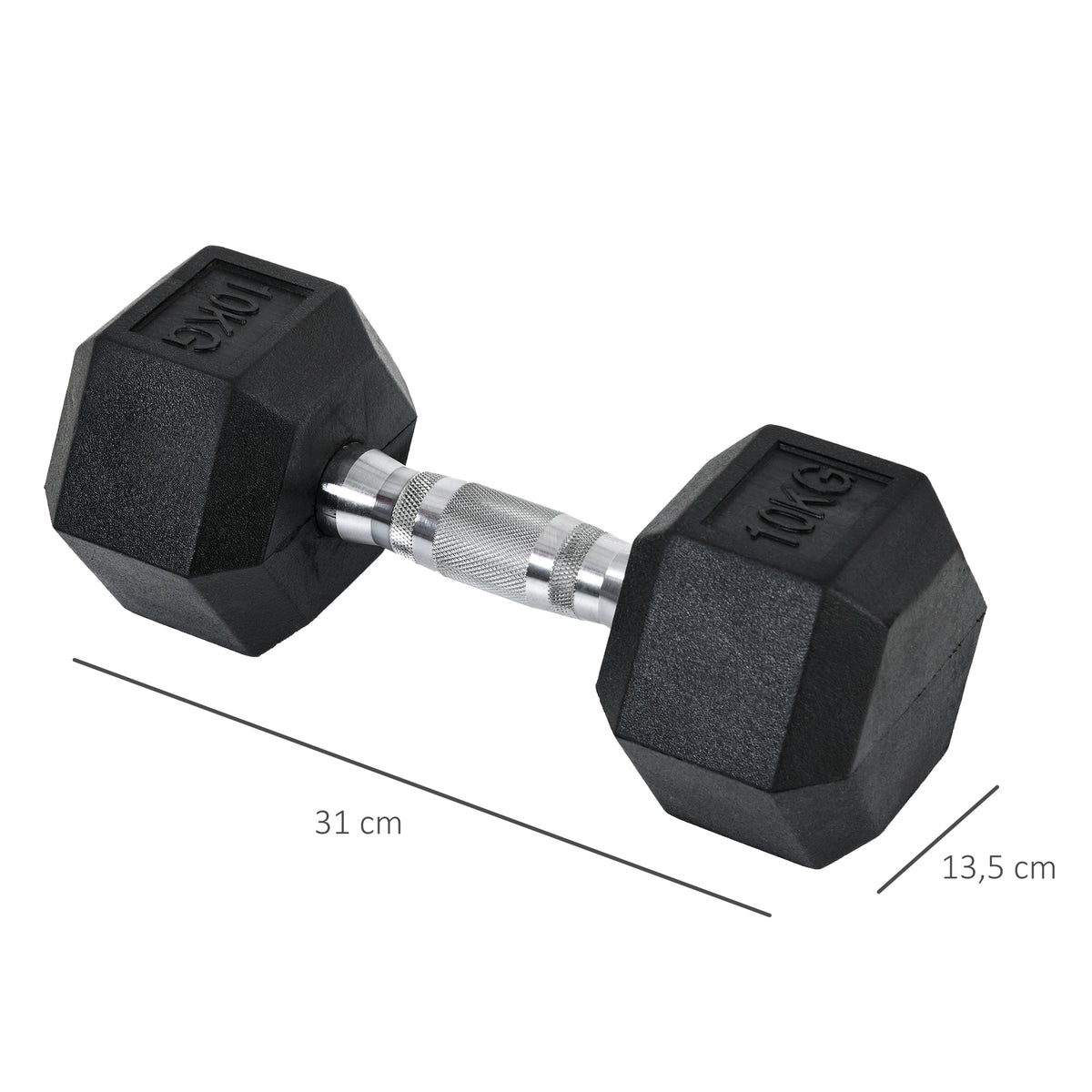Ensemble d'haltères courtes total 2 x 10 Kg, haltères musculation fitness pour homme et femme, entraînement musculaire & haltérophilie - métal caoutchouc noir-2