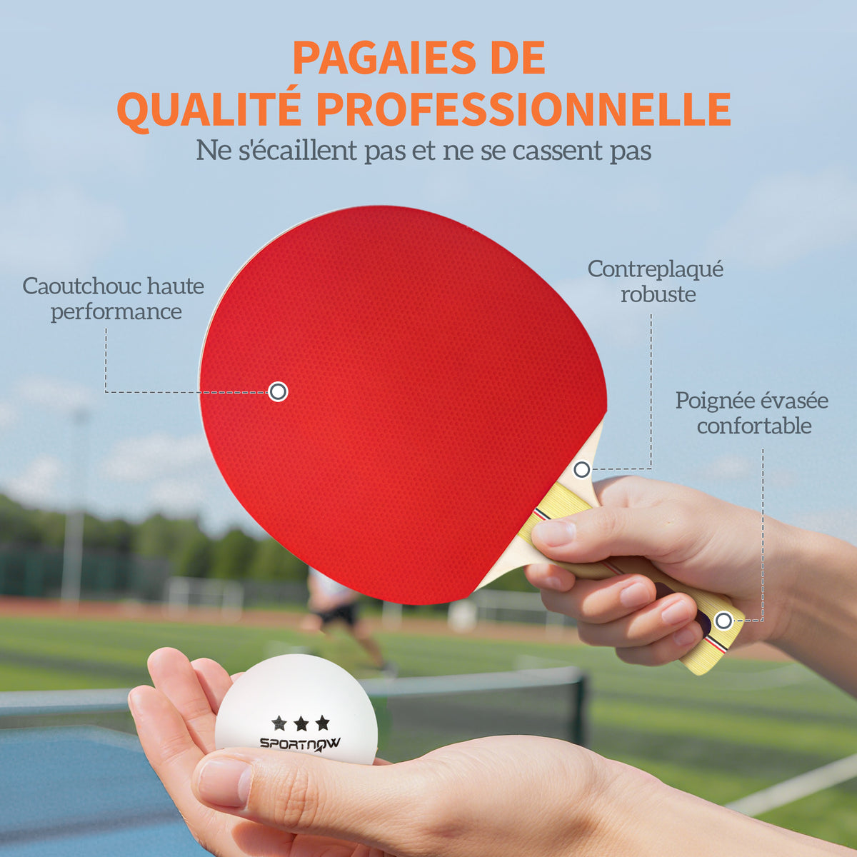 Lot  de 4 raquettes de ping-pong, tennis de table 4 raquettes 8 balles 1 sac pour amateurs débutants experts-4