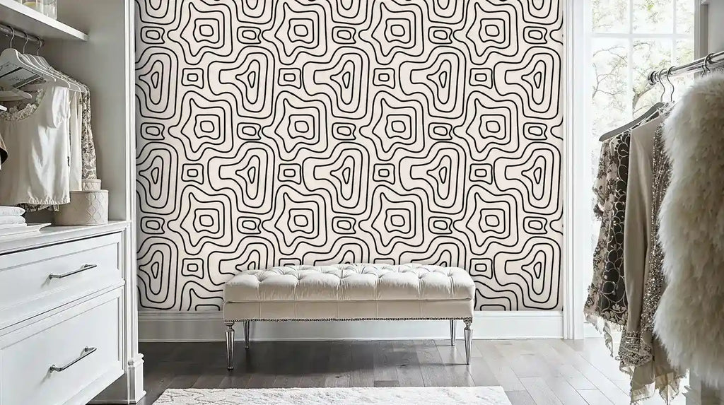 Papier peint abstrait noir et beige