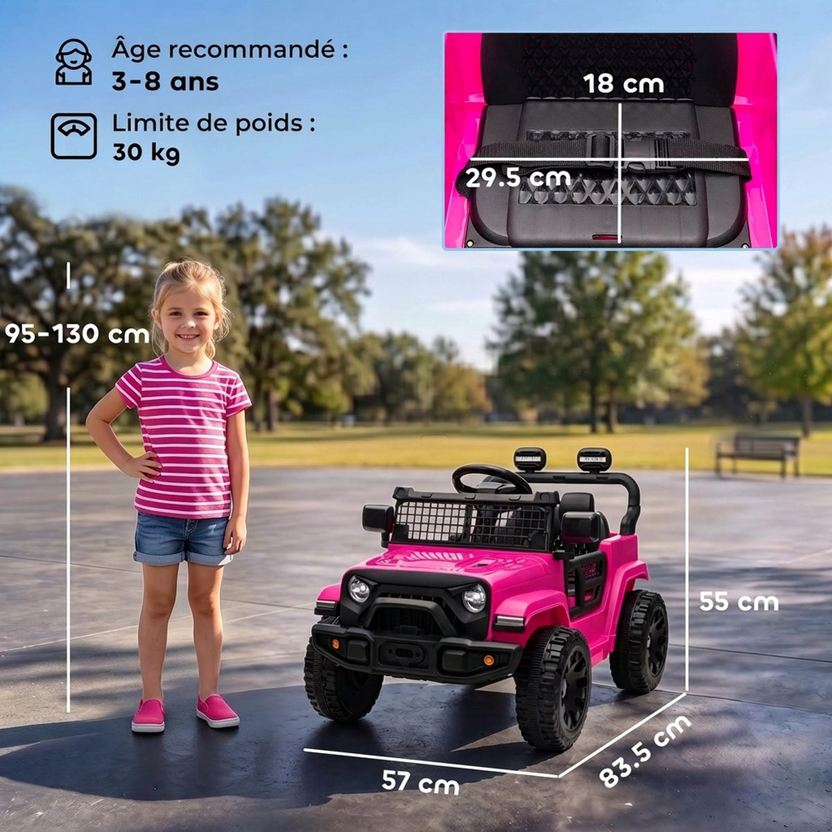Voiture Électrique Enfants 12V, Buggy Électrique Enfants, 2-4 km/h, 2 Moteurs, Télécommande, Batterie Lithium, Rose-2