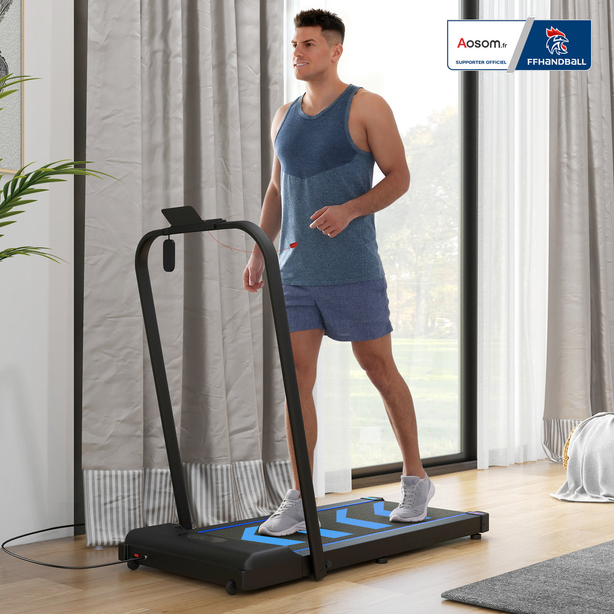 Tapis de course électrique de marche - 370 W pliable télécommande écran LCD vitesse 1-6 Km/h-9