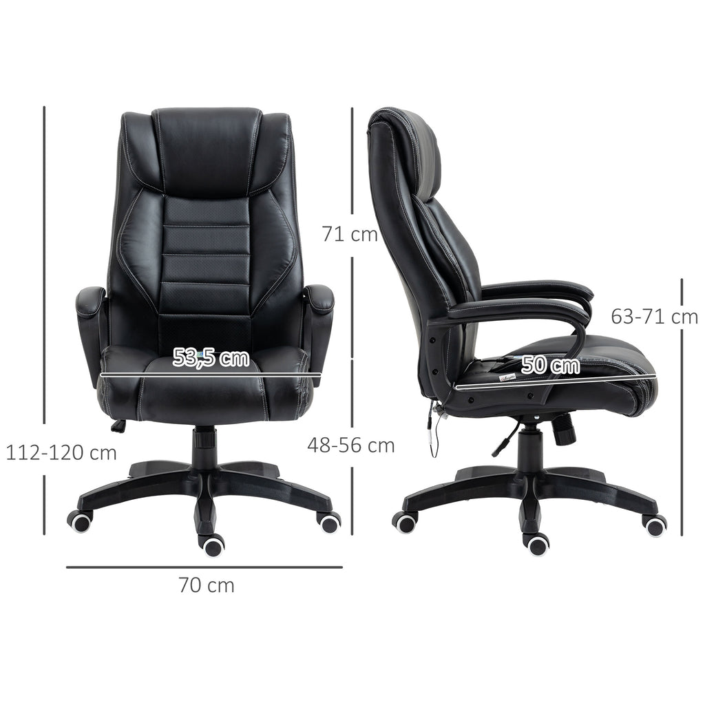 Fauteuil de bureau massant  fauteuil bureau ergonomique grand confort hauteur réglable fonction dossier à bascule revêtement synthétique noir-2