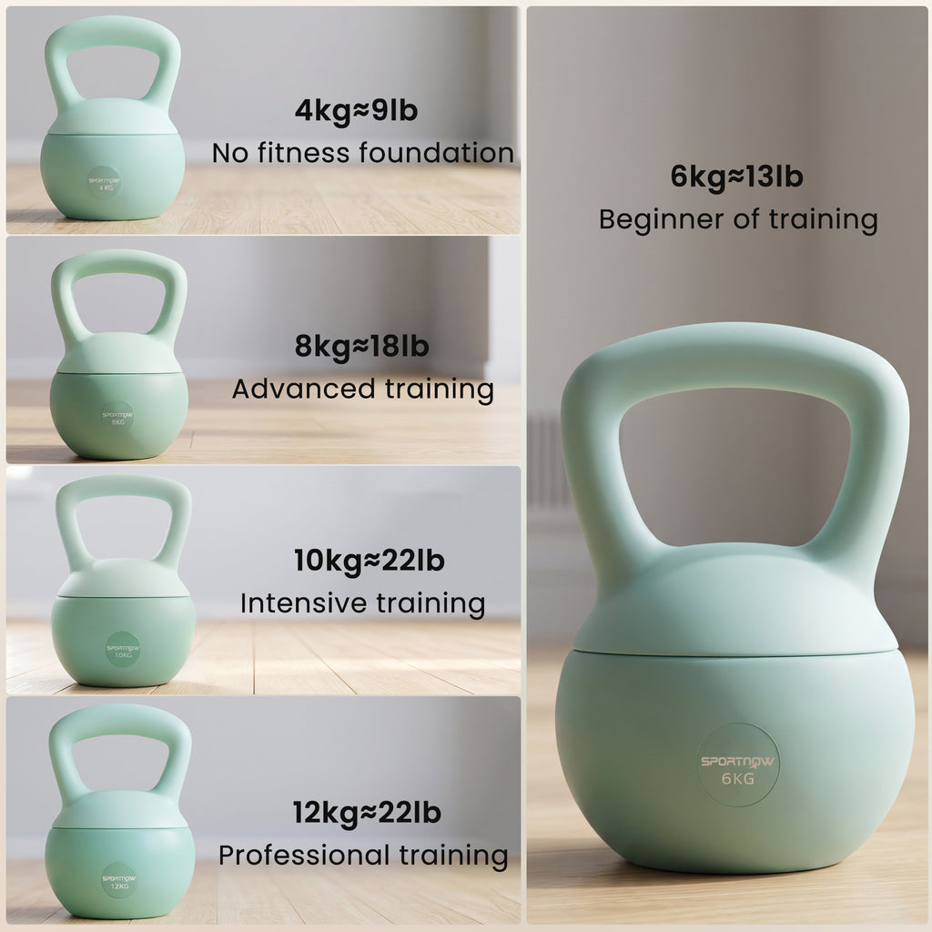 Kettlebell 6 kg haltère avec poignée antidérapante pour fitness musculation cardio, 19 x 19 x 28 cm vert-8