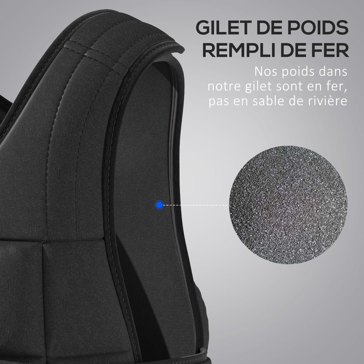 Gilet lesté réglable veste lestée 10 Kg max. poids amovibles entrainement musculation exercice boxe oxford 50x60cm noir-4