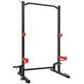 Power Tower Multifonction Charge 500 kg, Barre de Traction, Rack de Squat, Supports pour Disques, 157x105x205cm, Rouge-0