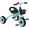 Tricycle enfants avec sonnette et panier selle réglable avec dossier - pour enfant de 2 à 5 ans bleu-0