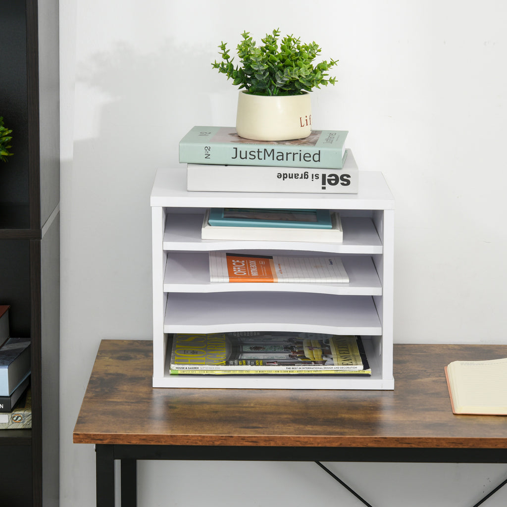 Organiseur bureau bois blanc avec 4 couches fournitures support d'imprimante dim. 35,5L x 25l x 28,6H cm-6