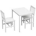 Ensemble Table Salle à Manger avec 2 Chaises, Table de Cuisine Rectangulaire 80 cm, Chaises à Dossier à Lattes, Blanc-0