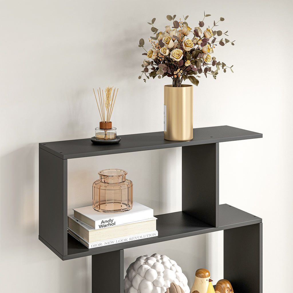 Bibliothèque étagère Zig zag Design Contemporain 80L x 23l x 192H cm 6 Niveaux Noir-7