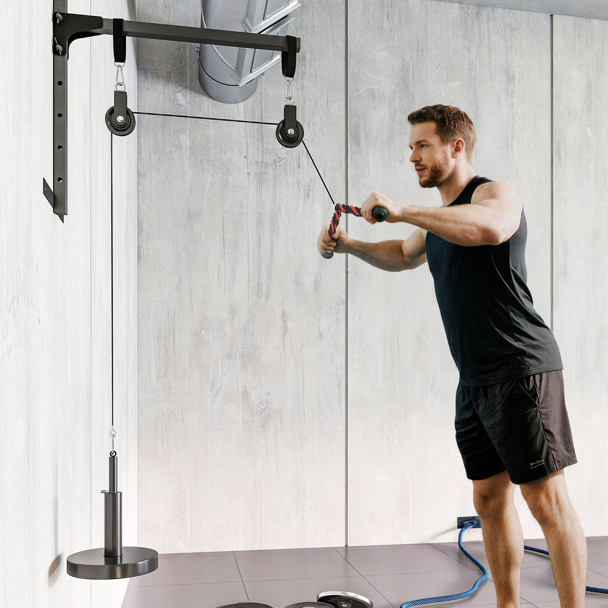 Poulie musculation maison, cable machine musculation exercices de flexion des biceps, des triceps et des bras-9