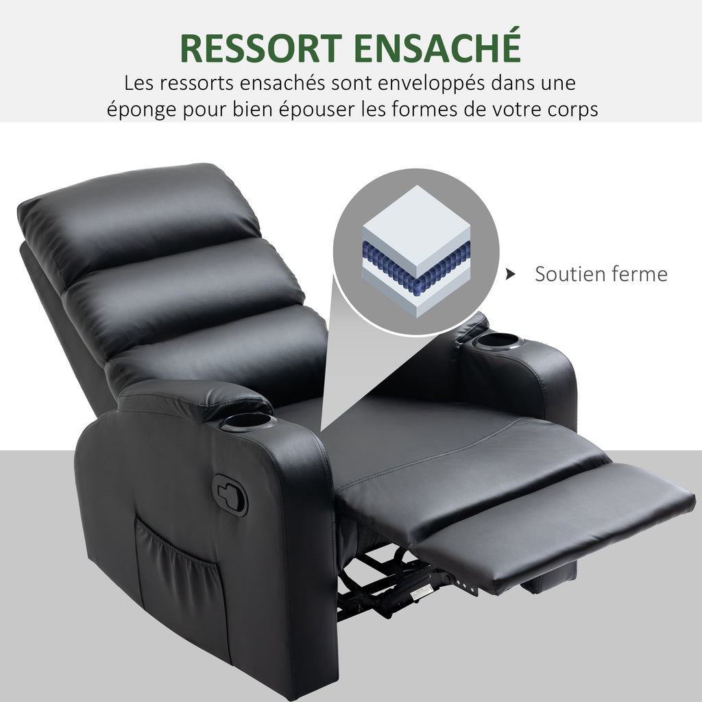 Fauteuil de Relaxation inclinable avec Repose-Pied Ajustable revêtement synthétique Noir-5