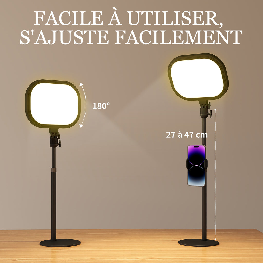Lampe de bureau LED dimmable 5 modes de couleur 10 niveaux de luminosité port USB minuterie support pour téléphone noir-6