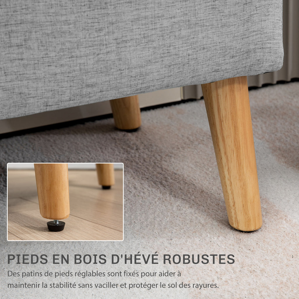 Banc coffre rangement rembourré aspect lin pour chambre à coucher, entrée, salon, charge 220 Kg, 110 x 39 x 45 cm, gris-4