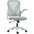 Chaise bureau ergonomique, fauteuil de bureau maille, dossier rabattable, accoudoirs relevables, 73x62x101-111cm, gris-0
