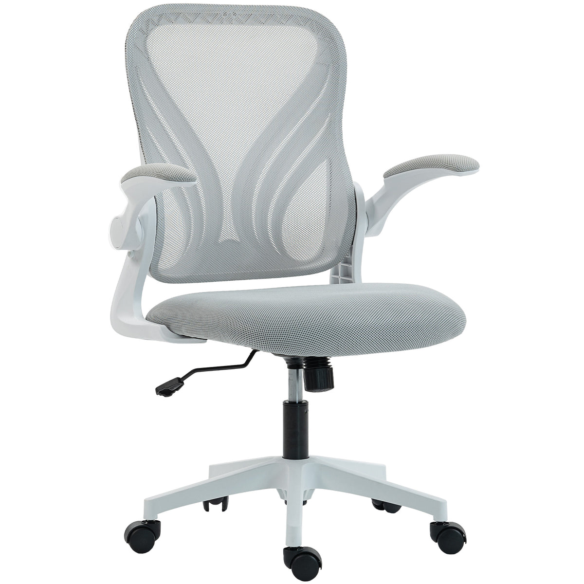Chaise bureau ergonomique, fauteuil de bureau maille, dossier rabattable, accoudoirs relevables, 73x62x101-111cm, gris-0
