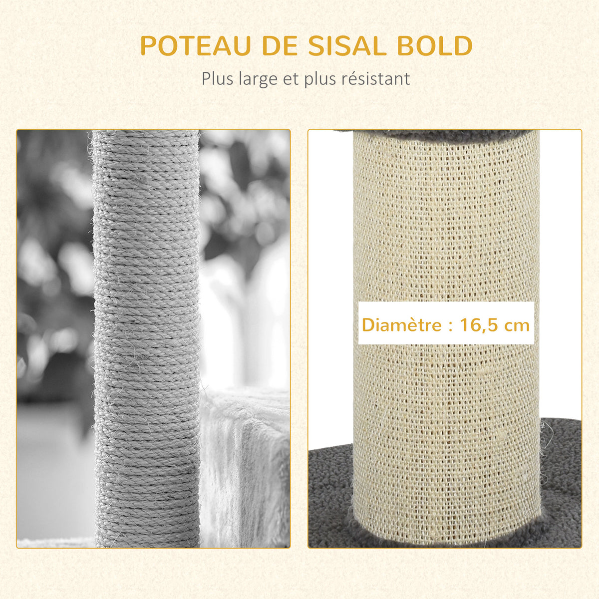 Arbre à chat, arbre à grimper griffoir pour chat, tissu bouclette, centre d'activités 2 plate-formes gris-5