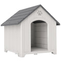 Niche pour chien extérieur, maison chien en polypropylène imperméable, ventilé, plancher surélevé, gris clair-0