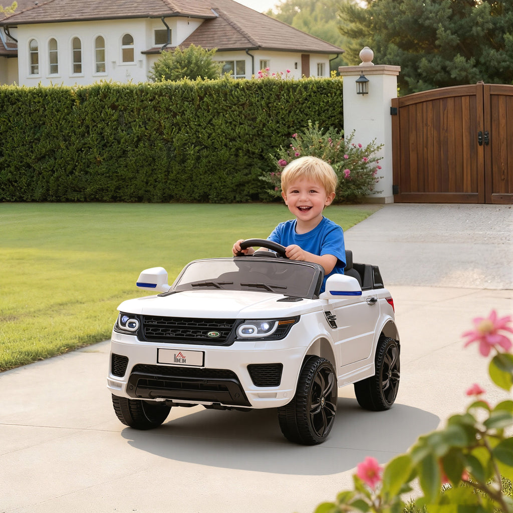 Voiture électrique enfants véhicule électrique 12 V, double moteurs, 3 à 5 km/h, blanc-1