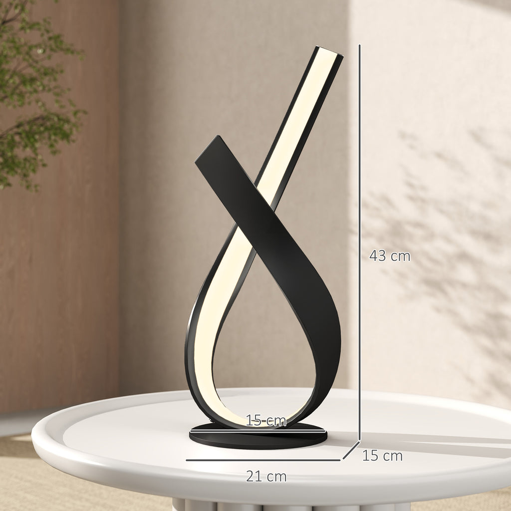 Lampe à poser design contemporain - lampe de table design spirale - dim. 21L x 15l x 43H cm - alu. noir LED blanc chaud-2