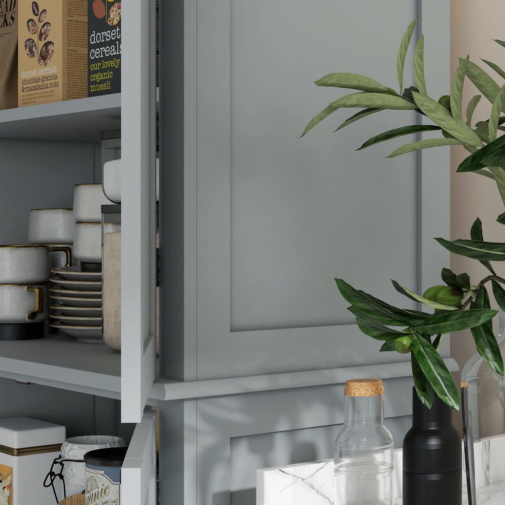 Armoire de cuisine buffet cuisine style moderne avec placards, étagères réglables, 76 x 40,5 x 184 cm, gris-7