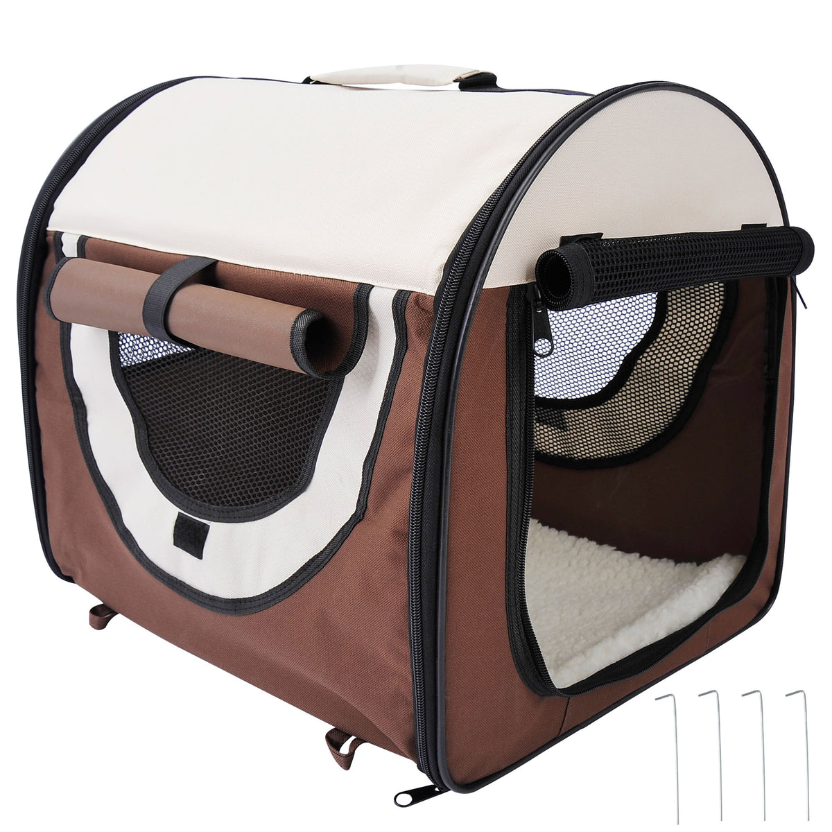 Sac de transport pour chien et chat caisse de transport pliable pour animaux adaptée à la voiture grand confort respirant avec coussin amovible 46 x 36 x 41 cm-0