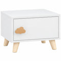 Table de Chevet Enfant avec Tiroir, Poignée en Forme de Nuage, pour Chambre d'Enfant, 34 x 31 x 25 cm, Blanc-0