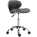 Tabouret à roulettes tabouret de travail avec hauteur réglable 44-56 cm et dossier, pivotant 360°, noir-0