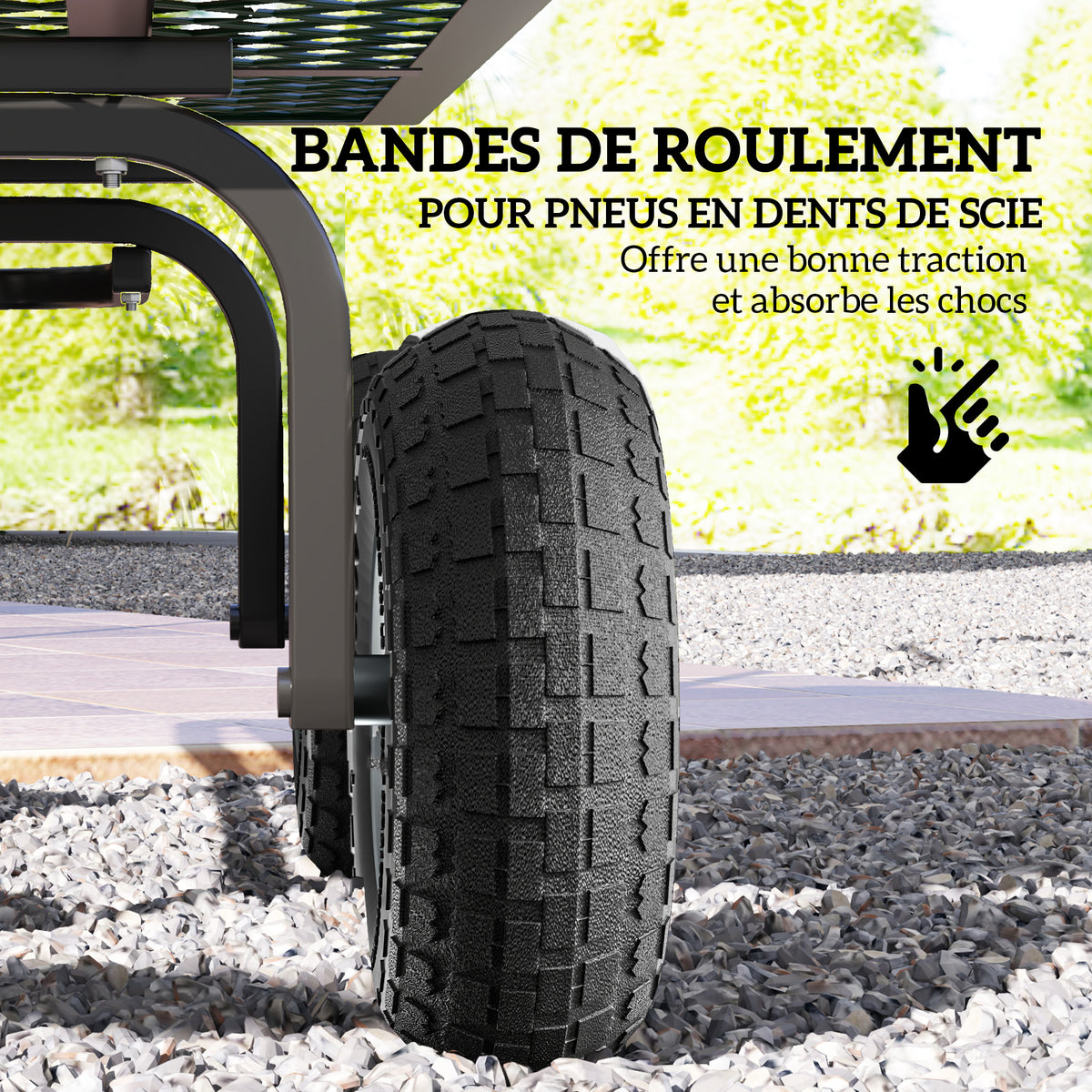 Lot de 2 Pneus Pneumatiques de Remplacement Alésage de 16mm pour Chariot de Jardin, Brouette et diable-3
