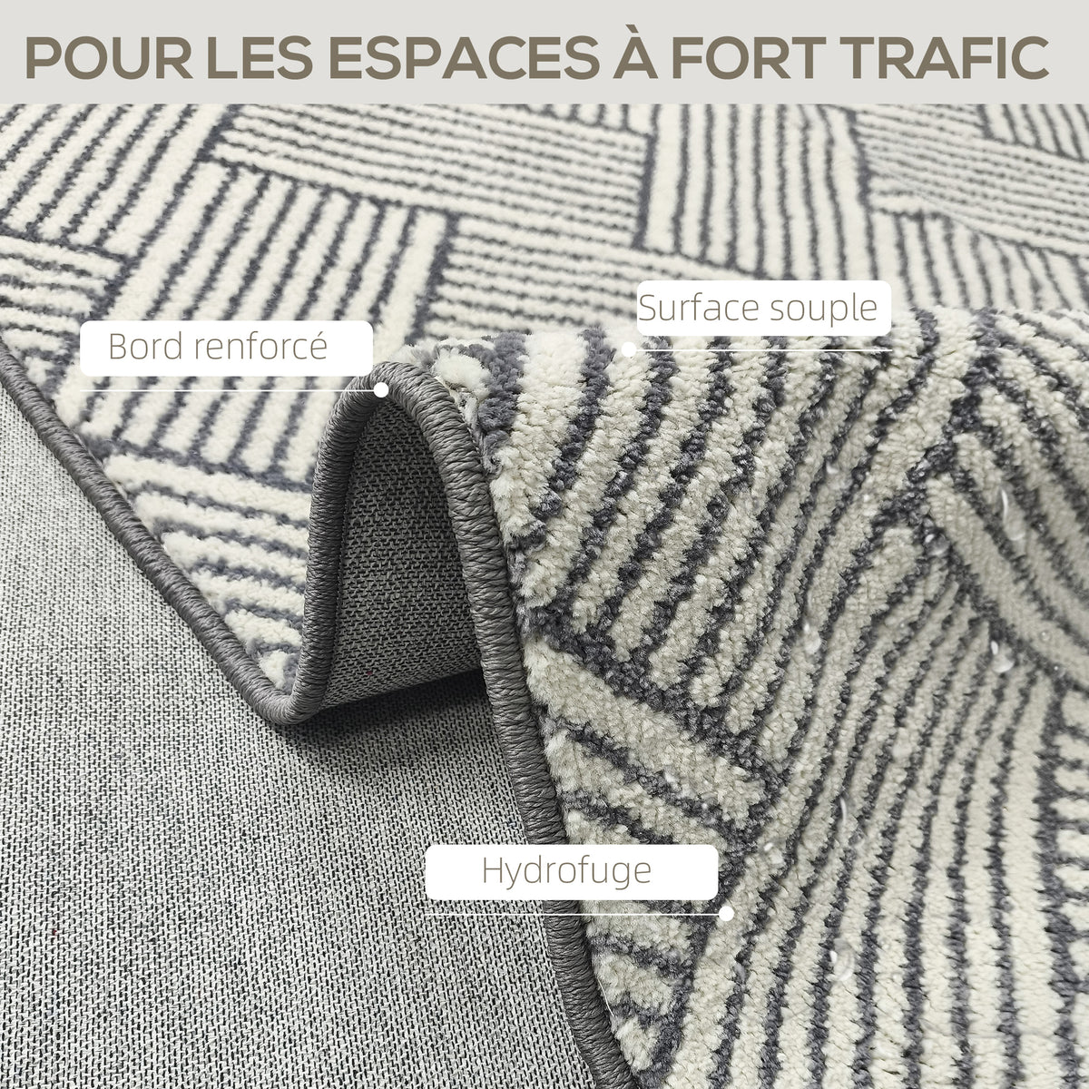 Tapis salon 200 x 140 cm poils courts lavable en machine hypoallergénique pour salon, chambre à coucher, bureau, gris-4