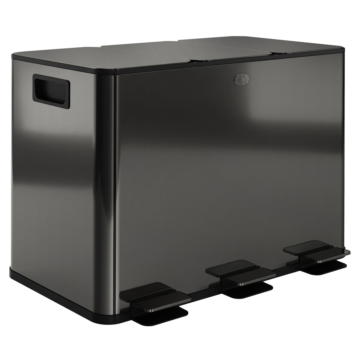 Poubelle de cuisine 45L avec 3 compartiments de 15L, couvercle, seaux intérieurs amovibles, 3 x 15L, noir-0