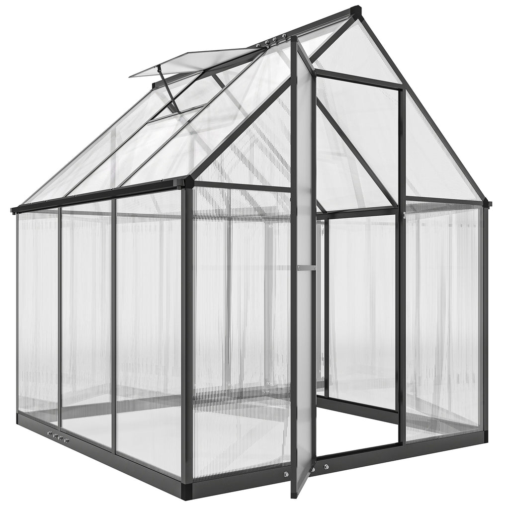 Serre de Jardin en Aluminium Polycarbonate, Montage Rapide, Fenêtre Réglable, Porte Battante, 178x168x195cm, Transparent-0