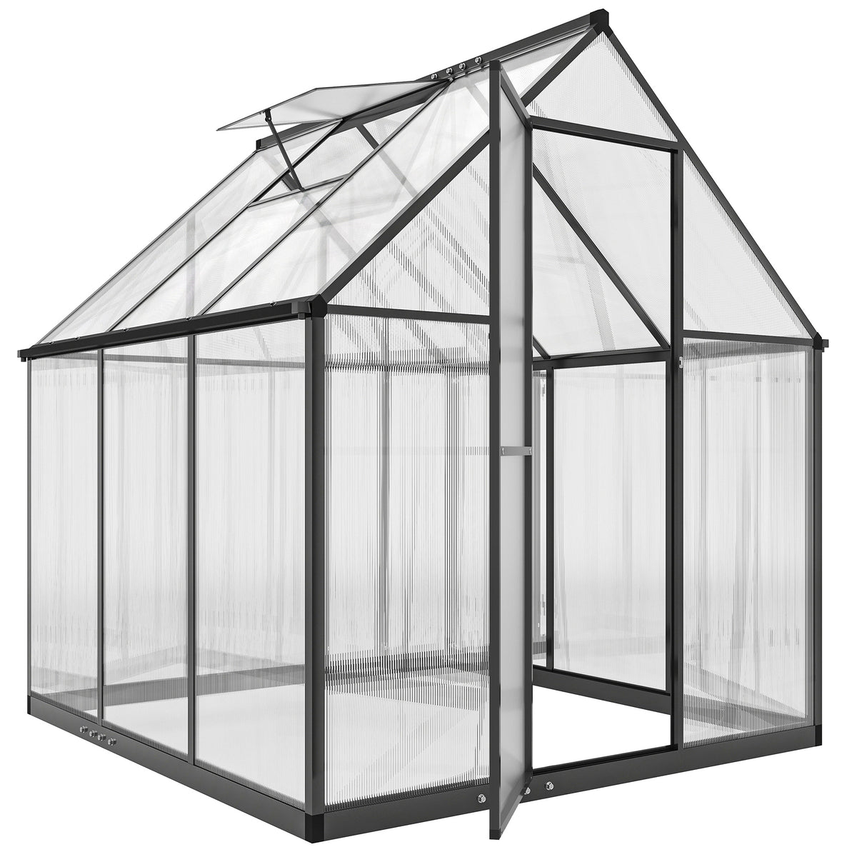 Serre de Jardin en Aluminium Polycarbonate, Montage Rapide, Fenêtre Réglable, Porte Battante, 178x168x195cm, Transparent-0