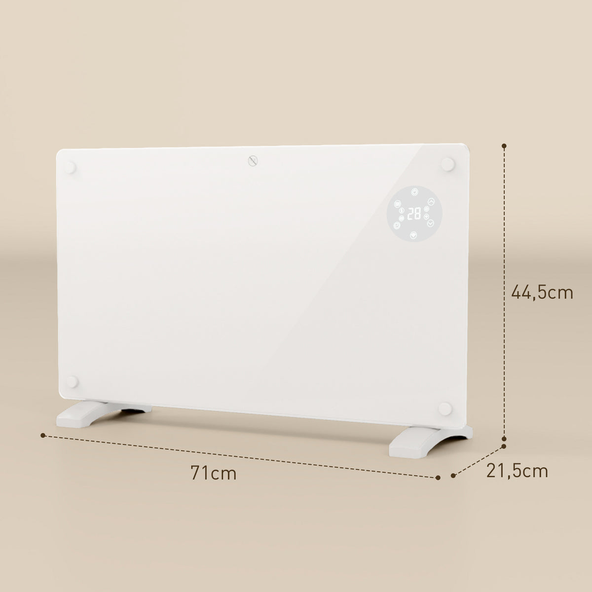 Radiateur électrique au sol ou mural 1500W affichage LED, minuterie 24 heures ou hebdomadaire, thermostat, télécommande-2